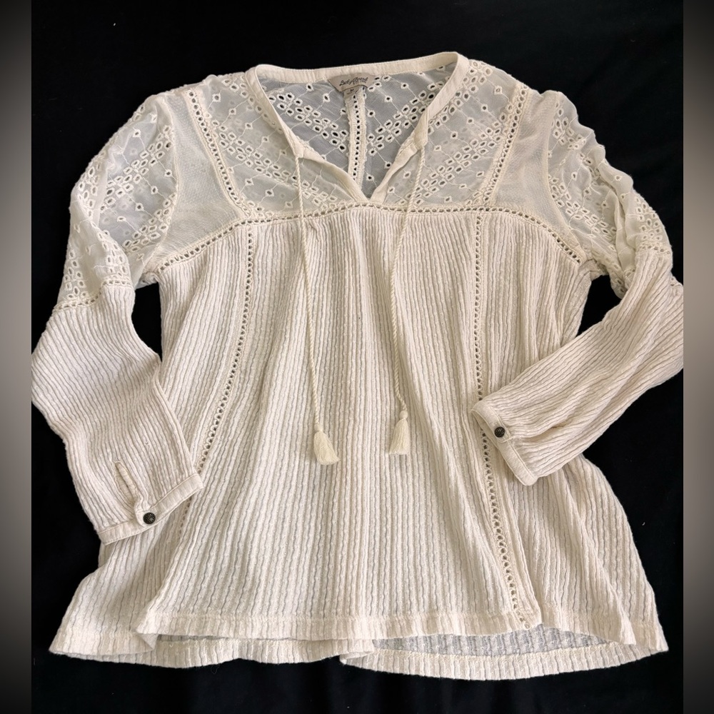 Lucky Brand Elegant Cream Lace Women's Top. Size M